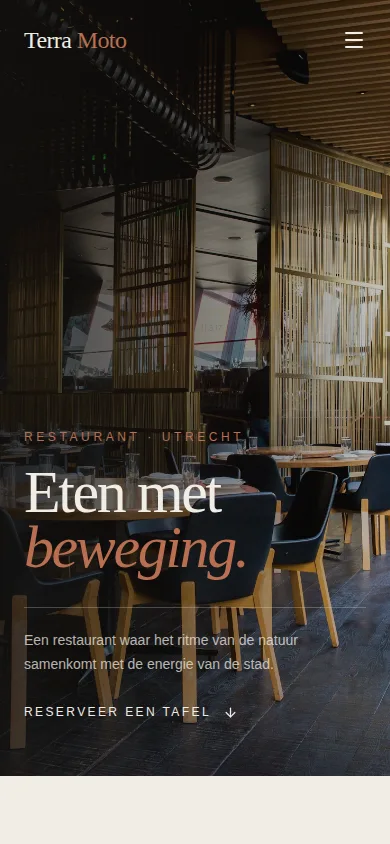 Mobiele versie van de Terra Moto-demowebsite